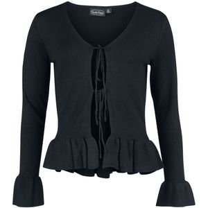 Voodoo Vixen Tie Front Ruffle Cardigan Cardigan zwart M Viscose -