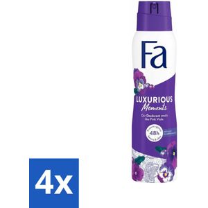 Fa - Luxurious Moments - Deodorant Spray - Roze Viooltjes - 150 ml - Voordeelverpakking - 4 stuks