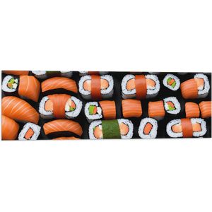 Vlag - Patroon van Verse Japanse Sushi - 90x30 cm Foto op Polyester Vlag