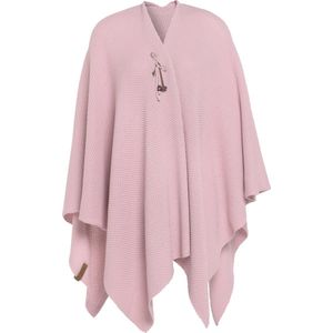 Knit Factory Jazz Gebreid Omslagvest - Dames Poncho - Wikkelvest - Gebreide roze poncho - Gebreide mantel - Winter poncho - Dames cape - One Size - Roze