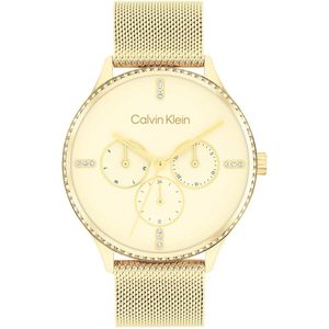 Calvin Klein CK25200372 Dress Dames Horloge - Mineraalglas - Staal - Goudkleurig - 38 mm breed - Quartz - Druksluiting - 3 ATM (spatwater)