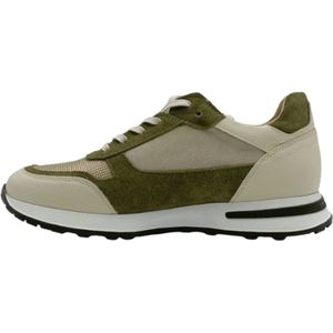 A Brand Footwear - Heren Sneakers - Echt Leer - Beige/Groen - Maat 43