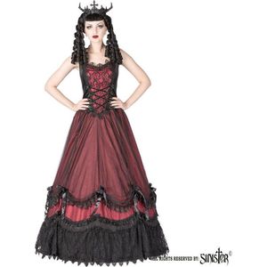 Sinister - 1064 Lange jurk - M - Bordeaux rood/Zwart