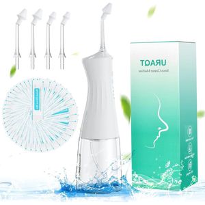 Elektrische Neti Pot Sinusspoelset - Oplaadbaar - Met 40 Neuswaszout Pakketten - 4 Vervangbare Tips