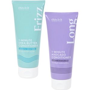 This is it 1-minuut Conditioner - Crèmespoeling - Set van 2 | 2x 200ml - Frizz & Long | Speciaal voor Droog & Pluizig of Lang & Verzwakt Haar
