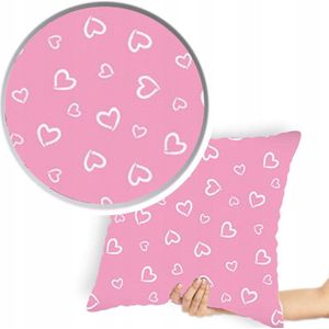 Roze Kussensloep 40x40cm met Kaart - Katoen