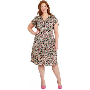 Korte jurk met ruches en bloemenprint