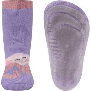 Ewers Antislipsok - Lilapaars met Roze Glitters & Zeemeermin/Schelp - LUREX - Elastisch - Siliconenzool-19/20