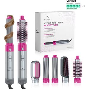 VENEUX® 5 in 1 Föhnborstel - Airstyler - Krulborstel - Multistyler - Diffuser Föhn - Grijs Roze