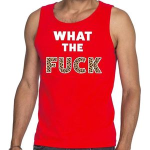 What the Fuck tijgerprint tekst tanktop / mouwloos shirt rood heren - heren singlet What the Fuck tijgerprint S