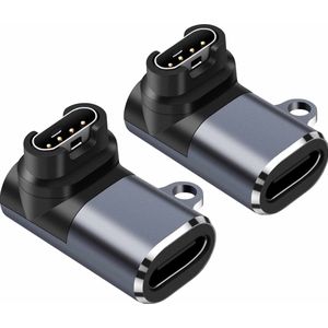 2-Pack - 90 graden Oplaad Connector geschikt voor Garmin Smartwatch - USB-C naar Garmin voeding adapter - USB Adapter - Oplader - Zwart