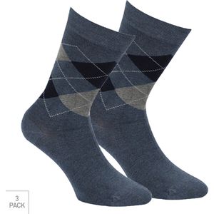 Geruite Bamboe Sokken 3-Pack - Jeans - Maat 35-38 - Nette Bamboe Sokken Voor Frisse Droge Voeten - Dames / Heren