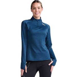 2xu Ignition T-shirt Met Halve Rits Blauw S Vrouw