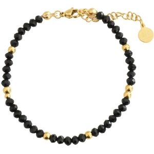 Kralen edelstenen armband zwart natuursteen - Onyx Goud vergulde armbanden van Sophie Siero - Cadeauverpakking -