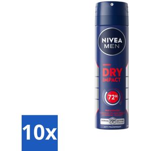 NIVEA MEN - Deodorant Spray - Dry Impact - 150 ml - Bulkverpakking - 10 stuks