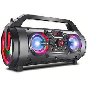 Draagbare Bluetooth Boombox Luidspreker - 30W Waterdicht met Radio, MicroSD, AUX, USB, LED Verlichting en Karaoke