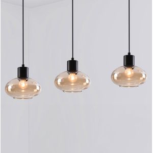 Hanglamp Vere met amber glas, 3-lichts