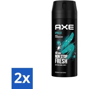 2 x Axe - Deodorant Bodyspray - 48hrs Fresh - Apollo - Sage & Cedarwoord - 150 ml - Deodorant - Axe Apollo - 48 Uur Bescherming - Frisheid - Geur