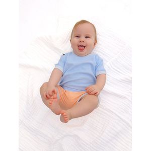 RobyKris Baby T-shirt & broekje - Tweedelige set - Blauw/perzik - Maat 74-80