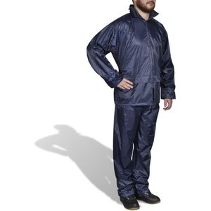 vidaXL - Regenpak - 2-delig - + - capuchon - (heren - / - marineblauw - / - maat - XXL)