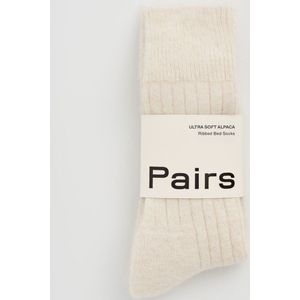 Pairs Scotland - Ultrazachte Geribbelde Sokken - Bedsokken - Alpaca Wol - Clotted Cream - Maat Small / 36 - 40