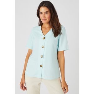 Damart - Overhemdblouse crêpe stof - Dames - Blauw - 48