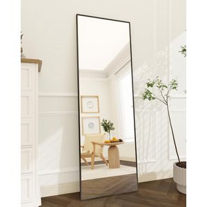 140 × 40 cm Staande Spiegel - Grote Full-Body Spiegel met Aluminium Frame voor Slaap - Woon - en Badkamerspiegel - Zwart