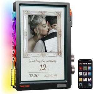 Transparante Digitale Fotolijst 10,1 Inch met WiFi en 64 GB Opslag - IPS-Display, RGB-Draaiknop, 400+ Wijzerplaten en Pixel-Art Community