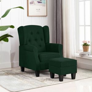 vidaXL Fauteuil met voetenbankje stof donkergroen - Armstoel - Armstoelen - Armstoel Met Voetenbank - Armstoelen Met Voetenbanken