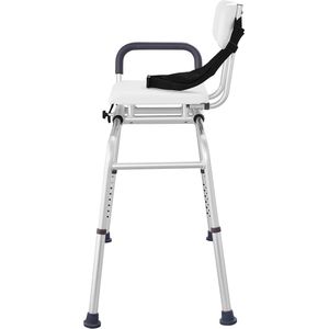 Transferbank voor Verschuifbare Badkuipen, In Hoogte Verstelbaar Badzitje met Uitsparing, Omkeerbare Rugleuning En Veiligheidsgordel, Antislip Douchestoel voor Ouderen