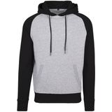 Build Your Brand Raglan Hoodie Zwart,Grijs S Man
