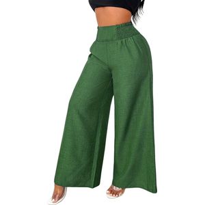 Livano Linnen Broek Dames - Zomerbroek - Volwassenen - Lange Broek - Pantalon - Strandbroek - Zomer - Ibiza Stijl - Groen - Maat S