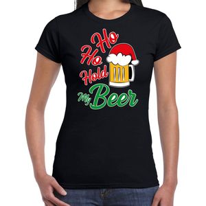 Ho ho hold my beer fout Kerstshirt / Kerst t-shirt zwart voor dames - Kerstkleding / Christmas outfit XXL