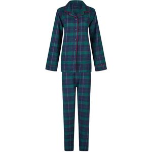 Happy Shorts Dames Kerst Pyjama Set Shirt + Broek Blauw/Groen Geruit Flanel - Maat S