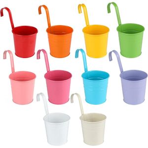 Opknoping Bloempotten Set van 10 - IJzeren Plantenpotten met Drainage voor Tuin en Huiskamer Decoratie