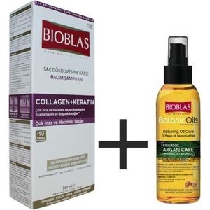 Bioblas Collageen & Keratine Shampoo + Arganolie (Het voorkomt haaruitval. Voor dunne en slappe haar)