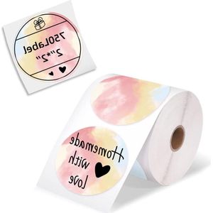 5 cm (2"") Round Thermal Labels Self Adhesive Sticker - Thank You Card Logo Name Price Address QR Code - 750 Labels/Roll - Gradient Color