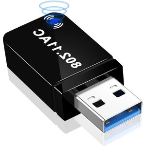 1300 Mbps USB 3.0 WLAN-adapter Dual Band 2.4 GHz-5.8 GHz met 2 x 5dBi antenne - Windows 11/10/8/7/Vista/XP - voor pc/desktop/laptop .