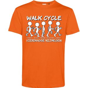 T-shirt Walk Cycle | Vierdaagse shirt | Wandelvierdaagse Nijmegen | Roze woensdag | Oranje | maat XXL