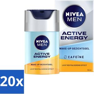 20 x NIVEA MEN - Active Energy - Wake-up Gezichtsgel met Cafeïne - 50 ml -