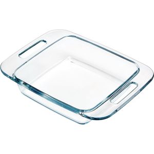 20cmx20cm glazen ovenschaal voor oven, ovenschaal groot, glazen ovenschaal lasagne, ovenschaal rechthoekig, lasagnevorm, glasvorm, braadpan, langwerpige ovenschaal (1,8 liter)