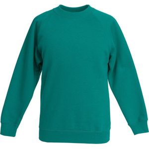 Fruit Of The Loom Kinderen Unisex Raglan mouwen Sweatshirt (Emerald)