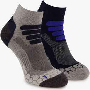 2 paar wandelsokken blauw grijs - Maat 39/42