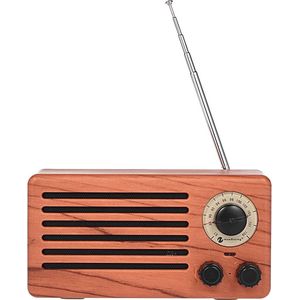 Peachy NR-3013 Mini Houten textuur Retro FM Radio Draadloze Bluetooth Speaker - Houtkleur Lichtbruin