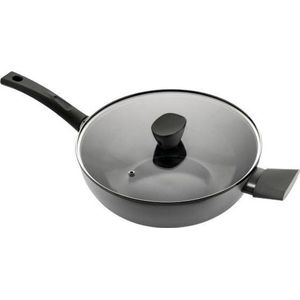 ISENVI Avon keramische wok met deksel 32 CM - Ergo greep - Antraciet - Keramisch - 100% PFAS, PTFE en PFOA vrij - 100% duurzaam - Unieke Antiaanbaklaag - Non-stick bodem - Vaatwasbestendig - Geschikt voor alle warmtebronnen inclusief inductie