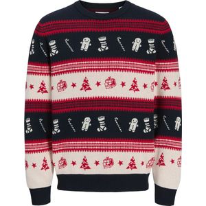 Jack & Jones - JJXmas Noel - Trui - Donkerblauw - Rood - Wit