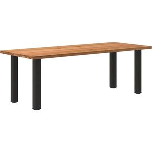 vidaXL - Eettafel - rechthoekig - 220x90x74 - cm - massief - eikenhout - lichtbruin