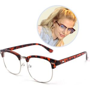 Clubmaster Panterprint Computer Glasses (+2.50) - Anti Blauw Licht Computerbril - 100% Anti Blue Light - Beeldschermbril - Plus Prescription - Optic met sterkte