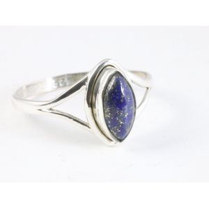 Fijne zilveren ring met lapis lazuli - maat 20