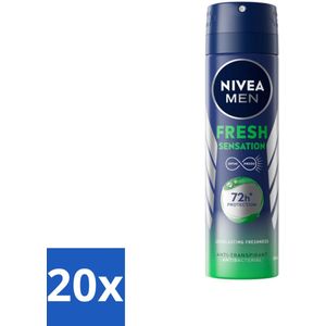 20 x NIVEA MEN - Deodorant Spray - Fresh Sensation - 150 ml - NIVEA MEN Deodorant Spray - Anti-Transpirant Spray - Frisheid - Geurvervoeging - Zweetgeur